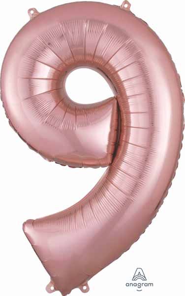 34-Inch Rose Gold Number 9 Balloon