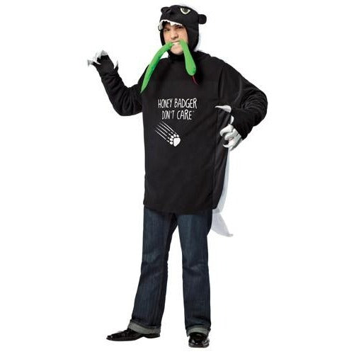 Adult Honey Badger Costume with Tunic, Hat and Snake
