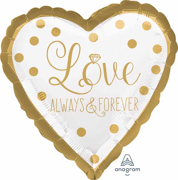 Sparkling Gold Wedding 18-Inch Heart Foil Balloon