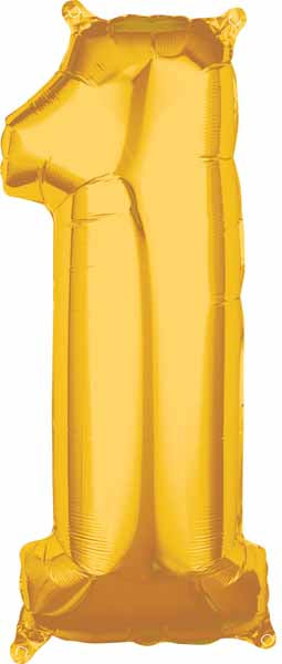 Gold Number 1 Balloon, 26 Inch