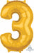 Gold Number 3 Balloon, 26 Inch