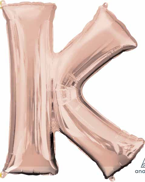 Rose Gold Letter K Balloon, 33 Inch