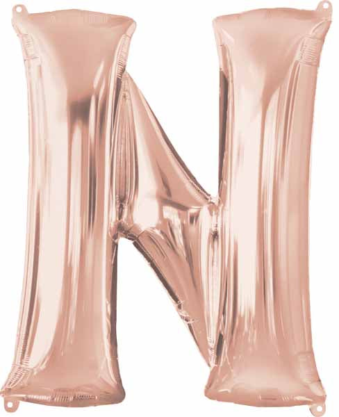 Rose Gold Letter N Balloon, 16 Inch
