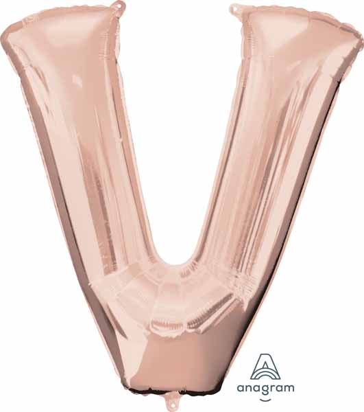 Rose Gold Letter V Balloon, 32 Inch
