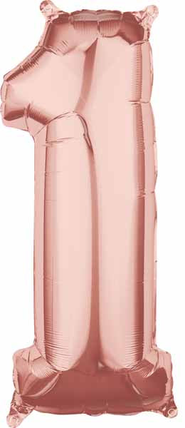 Rose Gold Number 1 Balloon, 26 Inch