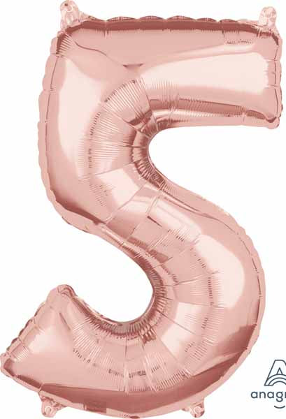 26-Inch Rose Gold Number 5 Balloon