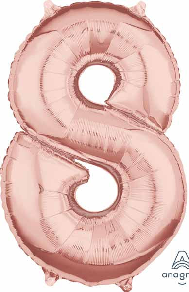 Rose Gold Number 8 Balloon, 16 Inch