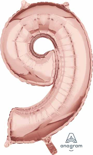 Rose Gold Number 9 Balloon, 26 Inch