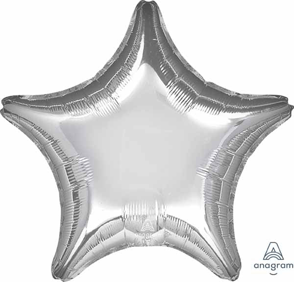 Jumbo Silver Star Foil Balloon, 28 Inch