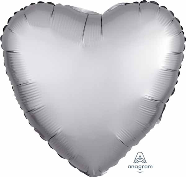 18" Platinum Satin Luxe Heart Foil Balloon