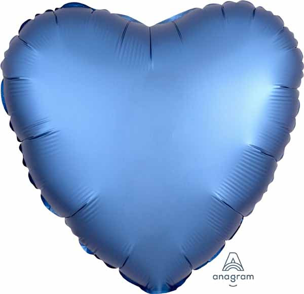 Azure Satin Luxe Heart Foil Balloon, 18 Inch