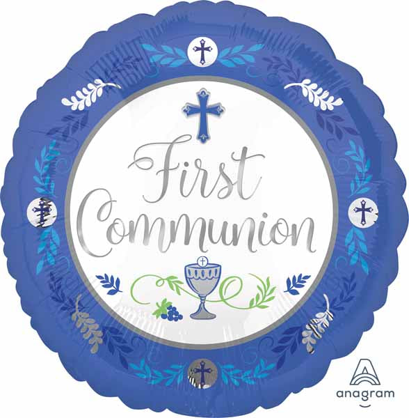 Communion Day Boy 18-Inch Round Foil Balloon