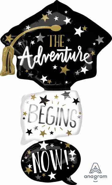 Grad Cap Bubbles 61-Inch Graduation Foil Balloon