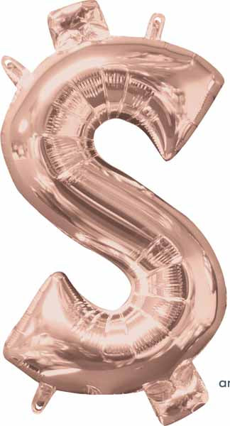 16-Inch Rose Gold Dollar Sign Balloon