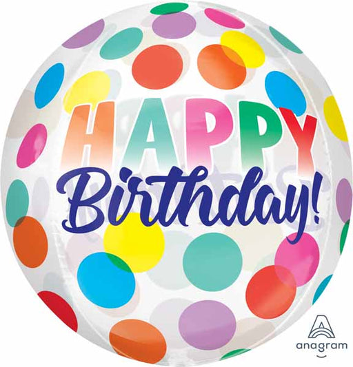 Happy Birthday Big Dots 16-Inch Orbz Foil Balloon