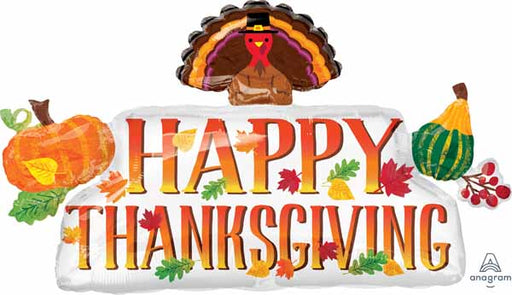 36-Inch Thanksgiving Banner Shaped Foil Balloon
