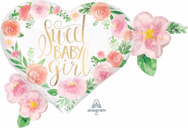 Floral Baby Girl 27-Inch Shaped Foil Balloon