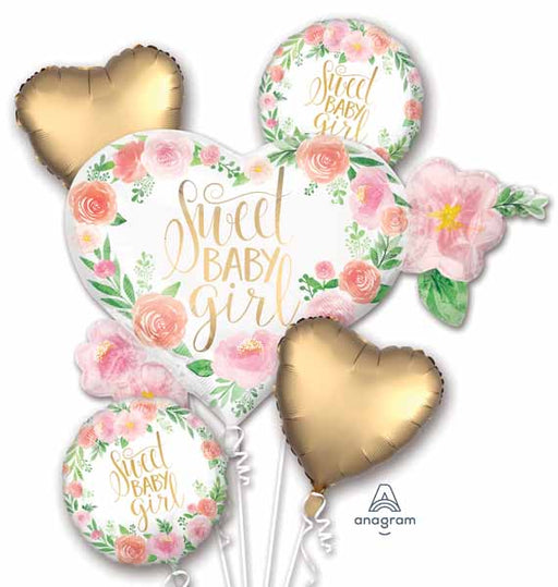 Floral Baby Girl Foil Balloon Bouquet