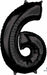 Black Number 6 Balloon, 26 Inch