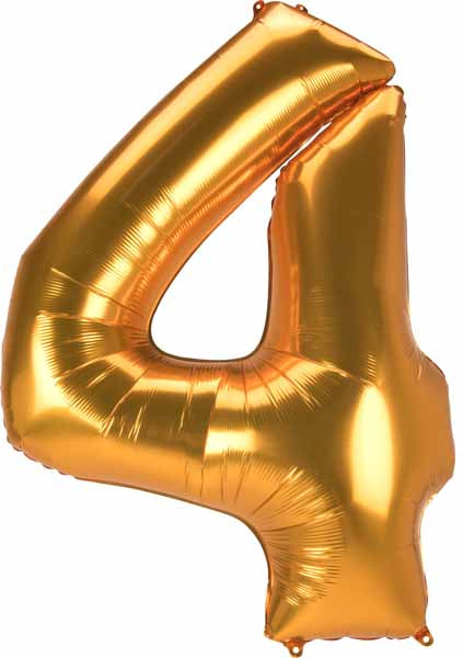 54" Gold Number 4 Balloon