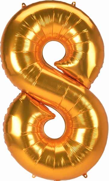 Giant Gold Number 8 Balloon, 53 Inch