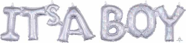It's a Boy Holographic Block Phrase Balloon