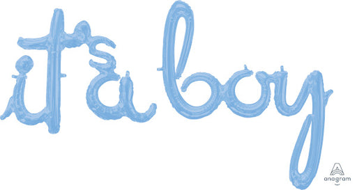 It's a Boy Pastel Blue Script Balloon