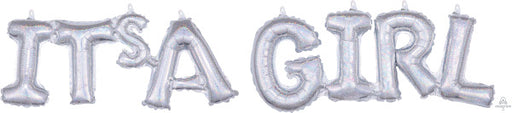 It's a Girl Holographic Block Letter Phrase Balloon