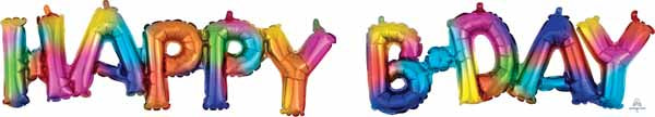 Happy Bday Rainbow Block Letter Balloon