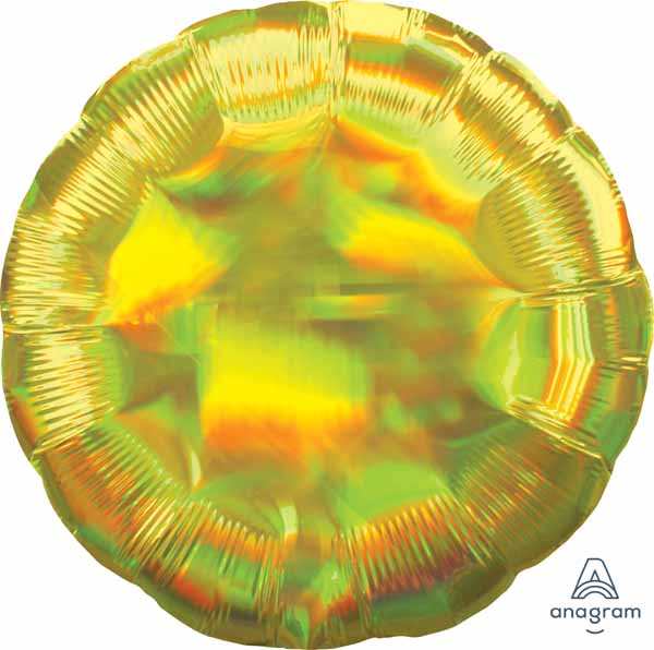 Iridescent Yellow Round Foil Balloon, 18 Inch