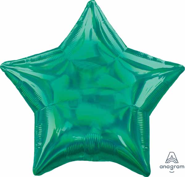 Iridescent Green Star Foil Balloon, 19 Inch