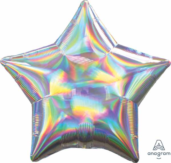 19-Inch Iridescent Silver Star Foil Balloon