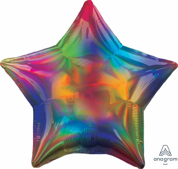 Iridescent Rainbow Star Foil Balloon, 19 Inch