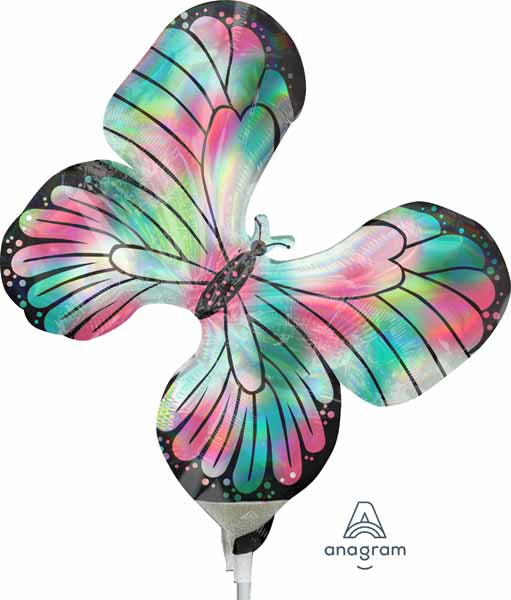 Teal & Pink Butterfly Mini Foil Balloon