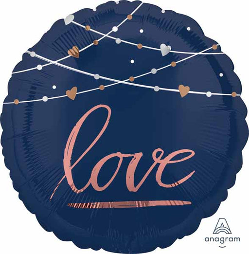 Navy Wedding Love 18" Round Foil Balloon