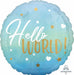 Hello World Blue Baby Boy 18-Inch Round Foil Balloon