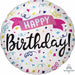 Happy Birthday Sparkle Banner 18" Round Holographic Foil Balloon