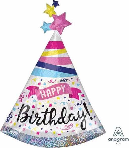 Happy Birthday Sparkle Banner Holographic Foil Balloon, 36 Inch