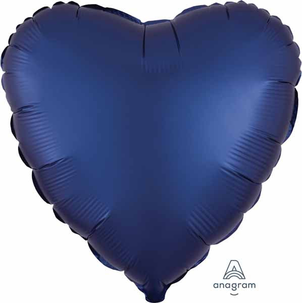 Navy Satin Luxe Heart Foil Balloon, 18 Inch