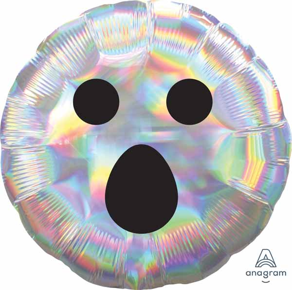 Iridescent Ghost Face 18-Inch Round Foil Balloon