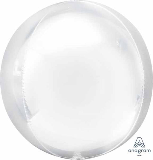 White Orbz Foil Balloon, 16 Inch