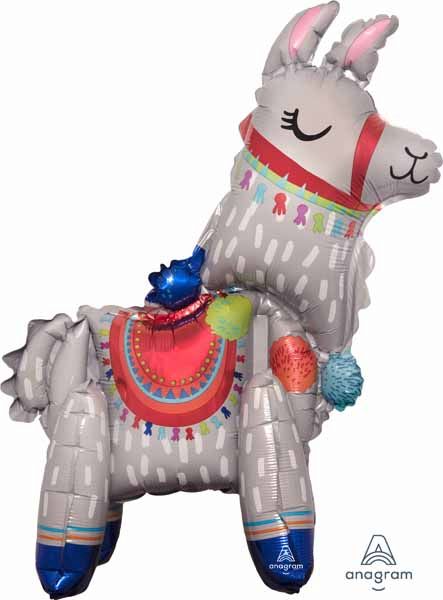 23" Standing Llama Multicolor Foil Balloon