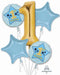 Blue & Gold Boy's 1st Birthday Foil Balloon Bouquet