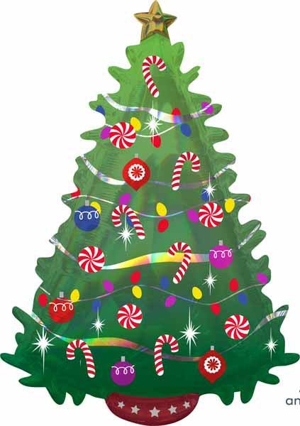 36-Inch Green Holographic Christmas Tree Foil Balloon