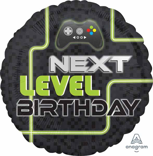 Level Up Birthday 18-Inch Round Foil Balloon