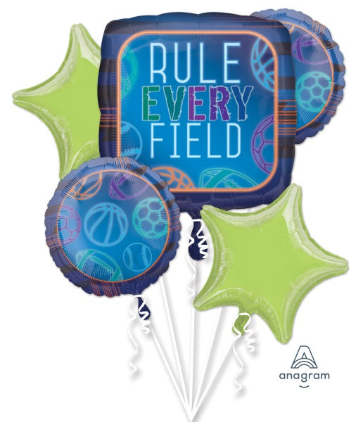 Birthday Baller Sports Foil Balloon Bouquet, 5 Pieces