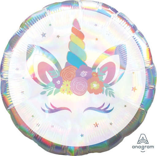 Unicorn Party 18-Inch Round Holographic Foil Balloon