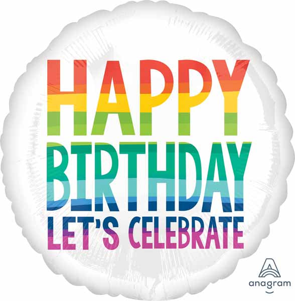 Rainbow Wishes Happy Birthday 18-Inch Round Foil Balloon