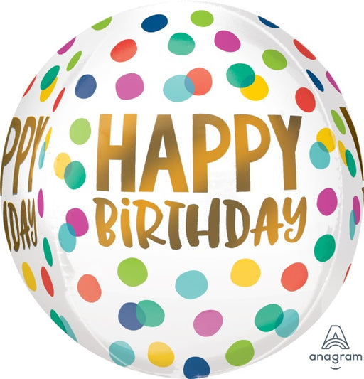 Happy Dots Happy Birthday Orbz Foil Balloon