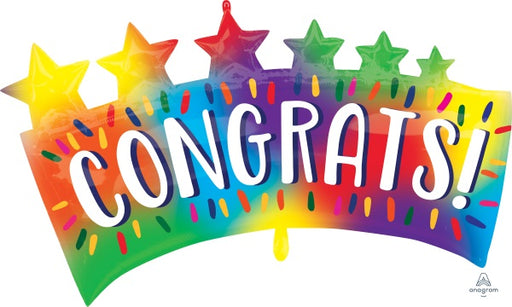 Congrats Star Banner Foil Balloon, 34 Inch